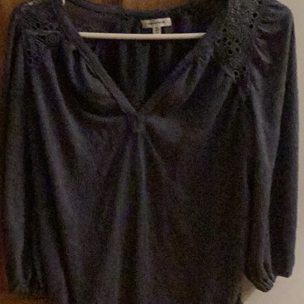 Black Lace Detail Blouse